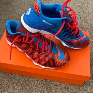 Nike Mens Flyweave Trainer Shoes Calvin Johnson 81 Red Blue 725231-600 Sz 9